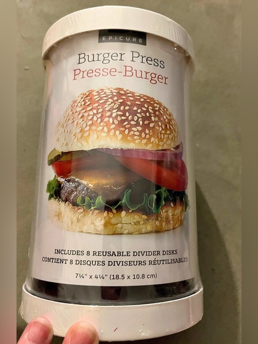 Epicure Burger Press Kitchen Tool White NWT